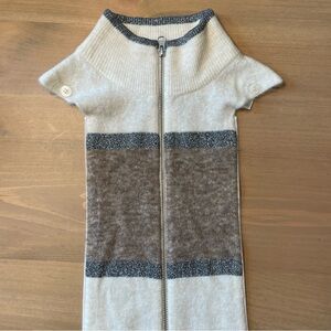 Veronica Beard Cream and Gray Zip-Up Dickey